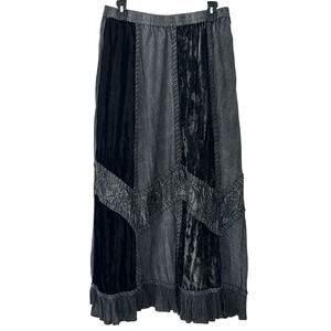 Vintage papillon velvet maxi skirt boho hippie fairy whimsigoth renaissance M